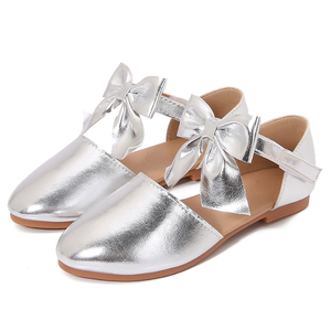 Custom Logo Children's <b>Flat</b> Sandals Ancient Style Soft Sole <b>Pointed</b> <b>Toe</b> Bowknot Shoes for Little Girls Princess Dress Shoes - Product Image 1