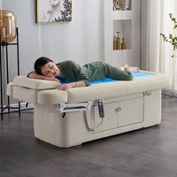 Table de massage multifonctionnelle moderne en acier inoxydable pour cils, table de beauté électrique avec lumière d'ambiance LED pour salon et salon de beauté