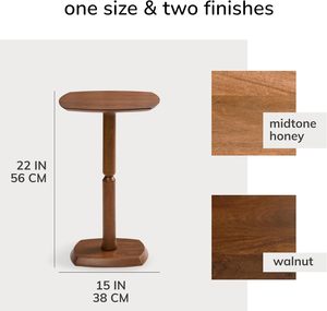 Table console moderne en bois massif de 22 pouces avec finition en noyer, design écologique et durable pour le salon - Product Image 2