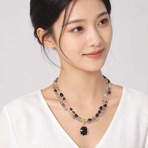 힐링 원석 크리스탈 자수정 라피스 라줄리 비즈 골드 도금 기하학적 펜던트 목걸이 (유니섹스) - Product Image 4