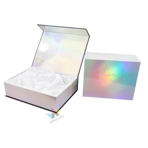 Caja de Regalo de Lujo con Logotipo Personalizado para Extensiones de Cabello Holográficas, con Inserto de Satén y Cajas de Papel - Product Image 5
