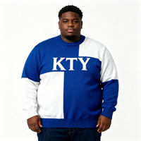 Pull en tricot personnalisé avec logo pour homme, vêtements pour homme, mode d'hiver, manches longues, bleu et blanc mélangés, pull-over