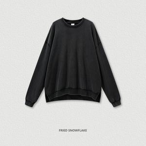 Sudadera con capucha de algodón lavado, bordada, ecológica, cortavientos, estilo vintage americano, holgada, con cuello redondo, para otoño - Product Image 5