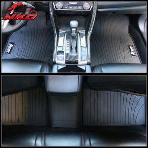 Tapis de sol en Latex pour Honda Civic 2016 – 2021, tapis noirs toutes saisons, 5 pièces, Style IKON, imperméables - Product Image 5