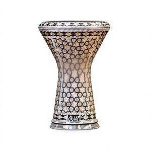 Auténtica Darbuka Gawharet El Fan de Aluminio Dorado Hexagonal Sombaty de 23 cm para Tambor Doumbek Hecho a Mano - Product Image 1