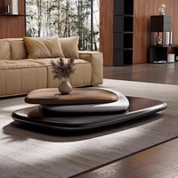 Table basse carrée rotative en bois pour salon, modèle design italien, style minimaliste moderne, simple, tendance, unique et créatif