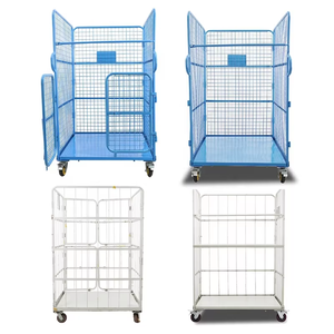 Contenitore a Rotelle per Lavanderia Resistente in Acciaio Zincato Pieghevole Carrello Logistico Personalizzato per Stoccaggio Merci - Product Image 1