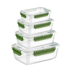 Rectangular Airtight PP Durable Food Container Set 4 500ml 900ml 1500ml 2400ml Colored Locking <b>Lids</b> Kitchen Storage Meal Prep - Product Image 1
