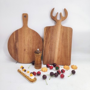 Juego de tablas de cortar de madera de acacia con asas para uso en la cocina, bloques de cortar rectangulares de forma irregular - Product Image 2