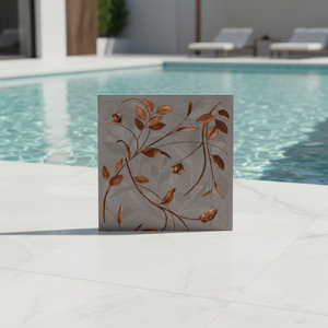 Azulejos Cerámicos Versátiles PRIZM FLORET GREY DECOR, Antibacterianos, para Paredes Interiores, Piscinas Exteriores, Supermercados y Salas de Estar - Product Image 3