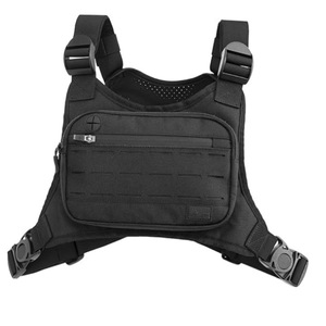 Sac de poitrine tactique, gilet de course unisexe noir avec poche zippée pour usage extérieur - Product Image 1