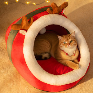 Christmas cat <b>bed</b>/dog <b>bed</b>, winter warm, all-season cat <b>bed</b>, cat villa, enclosed, fleece-lined, thickened cat <b>house</b> - Product Image 2
