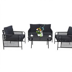 Ensemble <span class=keywords><strong>de</strong></span> meubles <span class=keywords><strong>de</strong></span> patio en rotin moderne, canapé d'extérieur léger en rotin avec table basse pour <span class=keywords><strong>petit</strong></span> balcon - Product Image 6