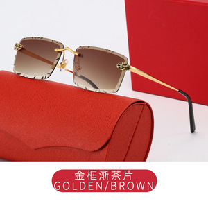 Gafas de Sol de Diseño de Alta Calidad, Montura Sin Aro con Corte de Diamante, Protección UV400, Estilo Retro, Gafas de Marca - Product Image 6