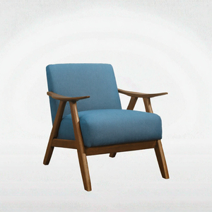 Fauteuil Wayon haut de gamme, style nordique moderne du milieu du siècle, avec dossier ailé en bois de frêne, rembourré en tissu, convertible et extensible pour salon - Product Image 3