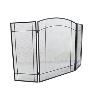 Kaminsims-Schirm mit Türen große flache Wachwerkzeuge Outdoor Metall-Dekorations-Gitter solide Schmiedeeisen Kaminofen Holzofen - Product Image 1