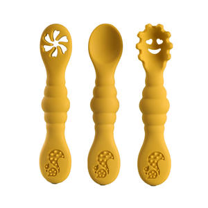 3 件装不含 BPA 第一阶段硅胶婴儿训练前勺套装，适合幼儿儿童用餐产品 - Product Image 1