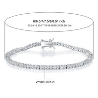 Bracelets tennis personnalisés en laiton plaqué platine, sertis de zircons 2 mm, style tendance et glacé, pour hommes et femmes