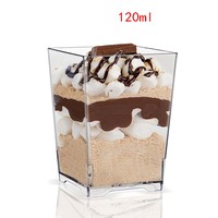 Stock 60ml12 0/150ml jetable en plastique carré tasse à dessert mousse tasse à gâteau tasses à crème glacée