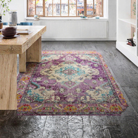 Tapis en polypropylène SAFAVIEH Collection Monaco 3 x 5 Violet Bleu clair Anti-peluchage Facile à nettoyer Motif médaillon vieilli
