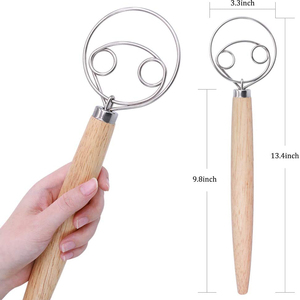 Paquete de 2 batidores holandeses de acero inoxidable de primera calidad con raspador de masa <span class=keywords><strong>para</strong></span> batir masa danesa y mezclar pan - Product Image 2