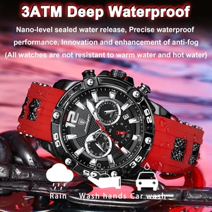 Reloj de Pulsera POEDAGAR 912 para Hombre, Cronógrafo de Moda, Resistente al Agua, Luminoso, con Fecha, Correa de Silicona, Reloj de Cuarzo - Product Image 4
