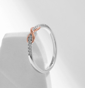 S925 <b>Silver</b> <b>Eternity</b> Band <b>Ring</b> Women's Rose Gold Plated Infinite Design Round Diamond Pave Setting Romantic Engagement <b>Ring</b> - Product Image 5