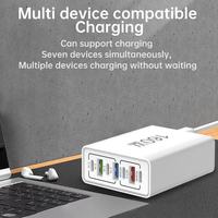 Support de charge super rapide 160W avec 7 ports (4 Type C + 3 USB) - Hub de charge USB-C 160W - Prise de charge pour téléphone portable - Câble d'extension