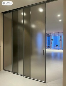 Porte <span class=keywords><strong>coulissante</strong></span> double Prima avec cadre doré, porte en aluminium avec double vitrage creux pour porte de cuisine comme cloison - Product Image 4