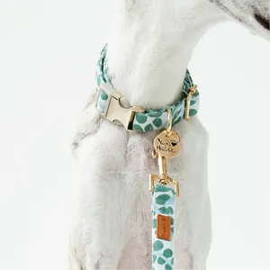 <span class=keywords><strong>Collar</strong></span> y correa de cuero con estampado de flores, hebilla de Metal de lujo, para perro - Product Image 1