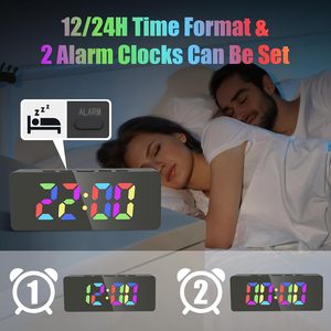 Factory Hot Table Clock Smart <b>Digital</b> Alarm Clock Decoration Gift LED Mirror Clock for Home Office - Product Image 3