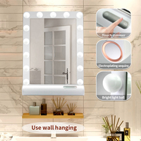 Miroir de maquillage LED lumineux à commande tactile, miroir de coiffeuse de bureau avec haut-parleur, miroir cosmétique en verre ABS pour chambre à coucher et table de maquillage