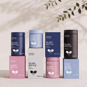 Botella <span class=keywords><strong>de</strong></span> Vidrio para Envasado <span class=keywords><strong>de</strong></span> Píldoras, Gomitas, Cápsulas y Suplementos, con Tapa <span class=keywords><strong>de</strong></span> Seguridad para Niños, Diseño Cilíndrico, 90 ml, 120 ml, 150 ml, 180 ml, con <span class=keywords><strong>Caja</strong></span> - Product Image 1