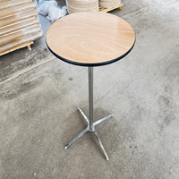 Table de bar ronde haute en panneaux de bois modernes pour usage hôtelier avec taille personnalisable