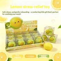 Balle en caoutchouc artisanale en forme de citron de 6,5 cm, style bloc de construction, jouet anti-stress couineur à presser pour étudiants, emballée individuellement