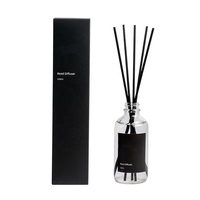 Bouteille en Verre d'Ambiance Style Ins Boston Ronde Ambrée avec Bâtonnets de Rotin, Diffuseur à Roseaux, 100ml, 120ml, 4oz, avec Boîte