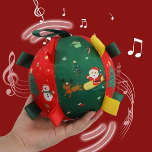 Juicepet New Christmas Pet Squeaky Toy Built-In Bell Solid Pattern <b>Dog</b> Interactive Cotton Plush Ball Indoor Cartoon Toy - Product Image 4
