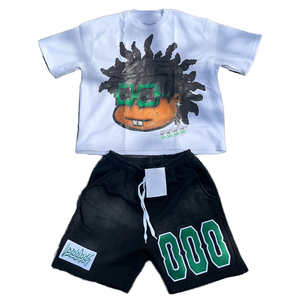 Nouvel ensemble streetwear homme 2026 : T-shirt et short surdimensionnés à imprimé graphique, tenue décontractée 2 pièces, short en jean, ensemble hip-hop d'été - Product Image 1