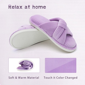 Pantuflas <span class=keywords><strong>de</strong></span> Espuma Viscoelástica Antideslizantes para Mujer - <span class=keywords><strong>Sandalias</strong></span> <span class=keywords><strong>de</strong></span> Dormitorio con Lazo <span class=keywords><strong>de</strong></span> <span class=keywords><strong>Pana</strong></span>, Zapatillas <span class=keywords><strong>de</strong></span> Casa Cómodas y Modernas - Product Image 2