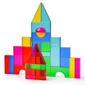 Custom Acrylic Building Blocks Creative Building Toys Rainbow Sensory Building Blocks for Kid