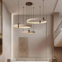 Lustre suspendu LED pleine gamme de style zen rétro chinois, en pierre de grotte jaune, pour hall de maison duplex, protection oculaire, design rétro