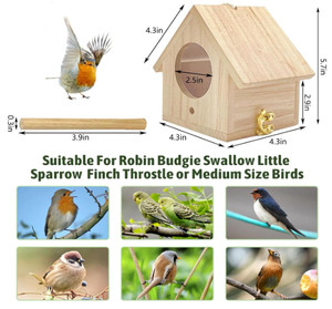 Casa para Pájaros <span class=keywords><strong>de</strong></span> <span class=keywords><strong>Madera</strong></span> Rectangular, Hecha a Mano, Decorativa para Jardín o Patio, para Robin, Periquito, Golondrina, Gorrión - Product Image 3