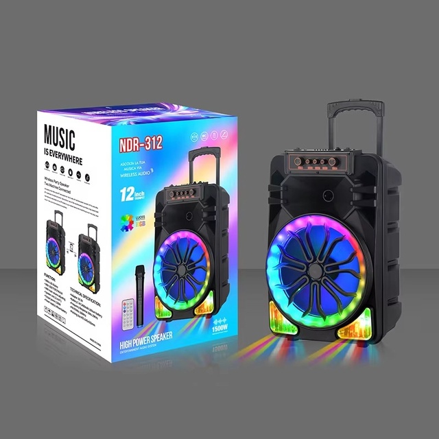 NDR-312 12-Inch  Portable Wireless KTV Speaker Microphone Mini Rod Design for Home Radio Party Outdoor Square Charging