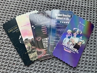 Carte de vœux en carton personnalisée avec impression recto-verso, papier holographique scintillant, pour billets de cinéma, de voyage, K-Pop et photos – Vente en gros
