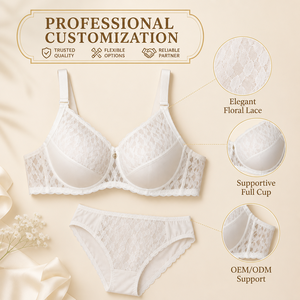 Soutien-gorge à armatures en satin lisse avec dentelle florale, confort quotidien - Product Image 1