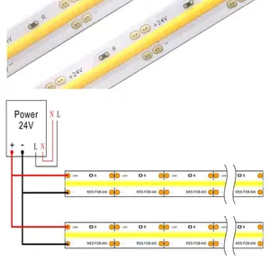 קרי גבוה 95 מתכוונן Led Cob CCT 320 led ניתן לעמעום לבן לבן רצועת רצועה אור 24V 12V 2700K 6500K cob led קלטת