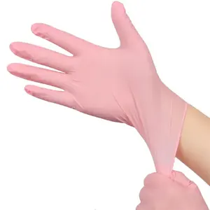 Guantes de nitrilo Proveedor de fábrica de color rosa Guantes de nitrilo desechables Handschuhe Guantes de mano no estériles Guantes de nitrilo sin polvo