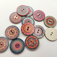 Kancing Bunga Kayu Bulat Vintage Ramah Lingkungan Grosir, Dicetak, 15mm 20mm 25mm 2 Lubang, untuk Kerajinan DIY dan Dekorasi Pakaian