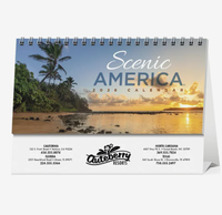 Calendriers de bureau promotionnels 2026 personnalisés avec logo imprimé, thème Paysage Américain, vente en gros, qualité supérieure, sur pied, tri-pliants, 12 mois