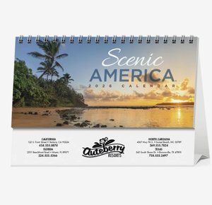 Calendari <span class=keywords><strong>da</strong></span> tavolo personalizzati con logo stampato, scenari americani, 2026, promozionali, all'ingrosso, aziendali, premium, <span class=keywords><strong>da</strong></span> tavolo, pieghevoli a tre ante, 12 mesi - Product Image 4